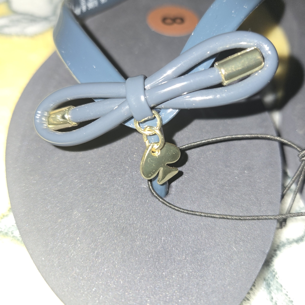 Kate Spade Black Flip Flops with Bow - Picture 4 of 5